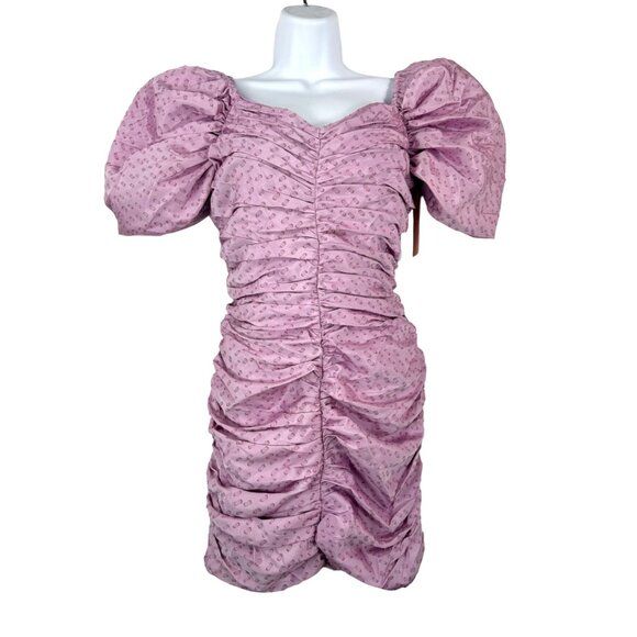 Anthropologie Hutch Ruched Wren off the shoulder Mini Dress lilac sz 6 - Picture 1 of 11